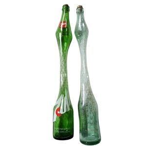 VINTAGE Set of Glass Soda Bottles 7up & Coke